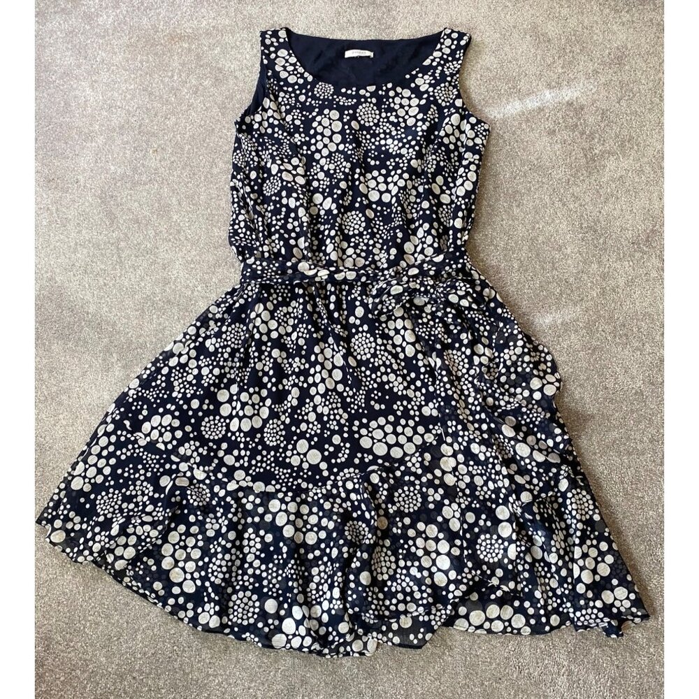 Dressbarn Sleeveless Dress Black White Floral Pattern Fit & Flare Size 16W